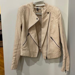 Suede beige moto jacket